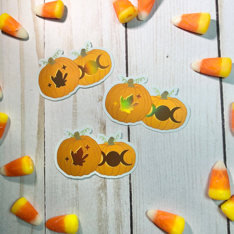 Holographic Witchy Pumpkins Sticker