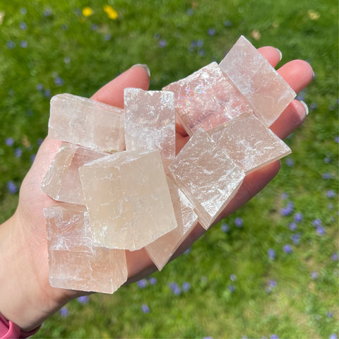 raw pink calcite crystal 