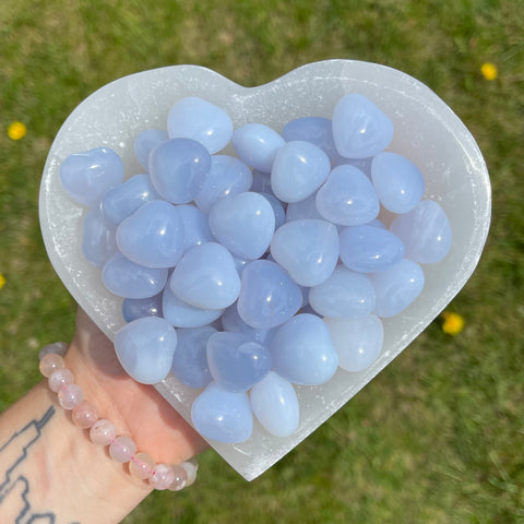 Mini Blue Chalcedony Hearts