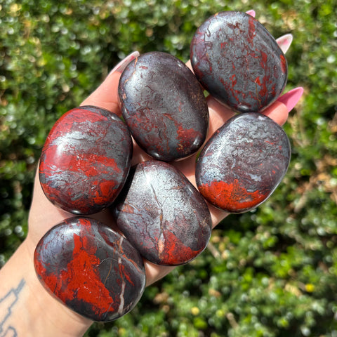 Red Jasper + Hematite Palm Stones