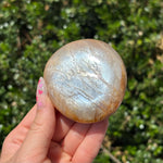 Flashy Peach Moonstone Palm Stone A