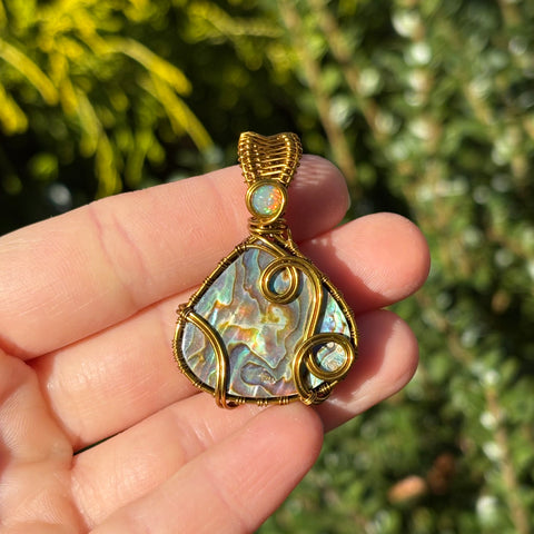 Abalone + Ethiopian Opal Pendant