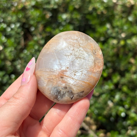 Flashy Peach Moonstone Palm Stone C