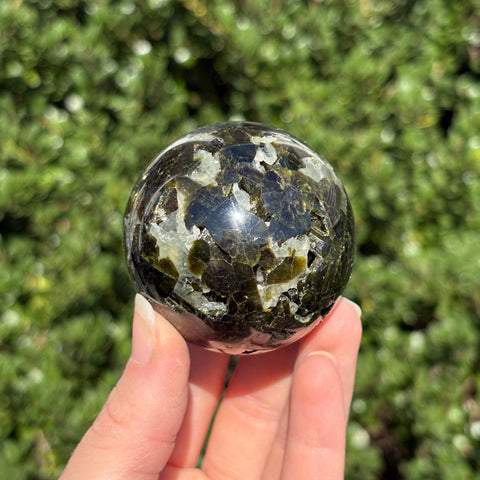 Prehnite w/ Epidote Sphere D