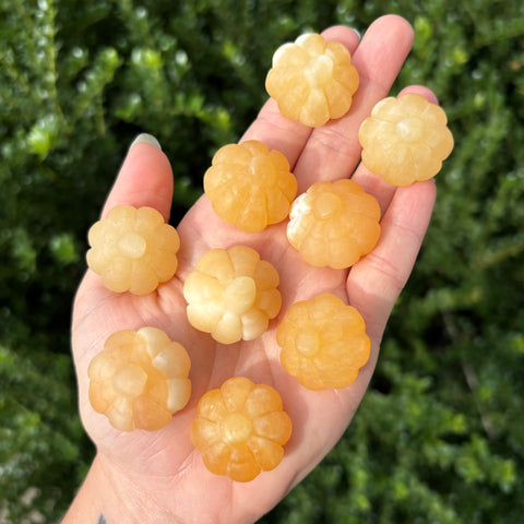 Mini Orange Calcite Pumpkin Carvings