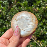 Flashy Peach Moonstone Palm Stone A