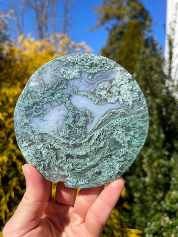Round Moss Agate Plate