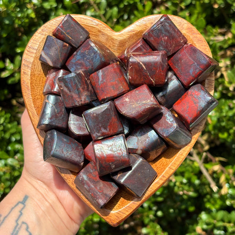 Red Jasper + Hematite Tumbled Stones