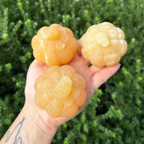 Large Orange Calcite Pumpkin Carvings