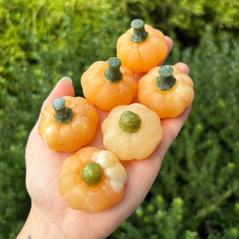 Medium Orange Calcite Pumpkin Carvings