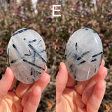 Black Tourmaline in Quartz Palm Stones