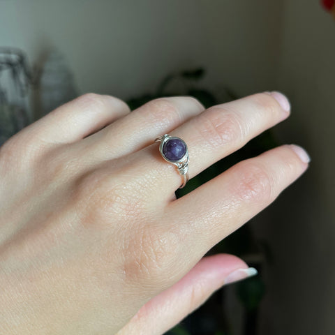 Lepidolite Wire Wrapped Ring