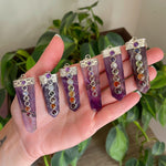 amethyst crystal chakra silver pendant jewelry necklace 