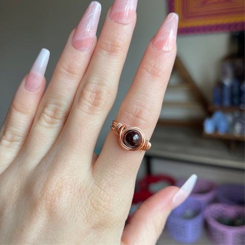 Garnet Wire Wrapped Ring