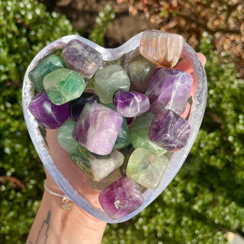 rainbow fluorite crystal tumbled stone