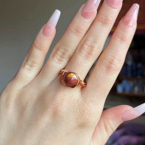 Mookaite Wire Wrapped Ring