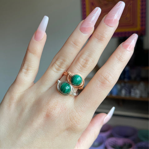Malachite Wire Wrapped Ring